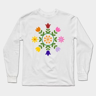 Scandinavian Style Flowers Wheel Long Sleeve T-Shirt